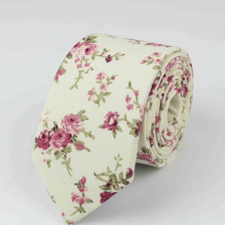 Cravate originale à imprimé fleuri romantique pour hommes