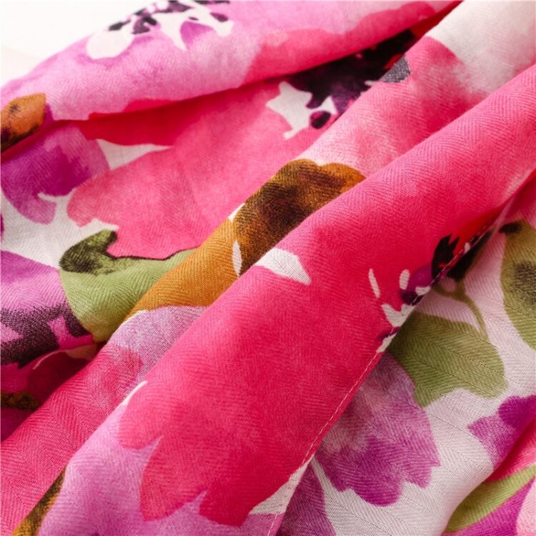 Foulard à imprimé Floral pour femme rose foulard a imprime floral pour femme rose 5