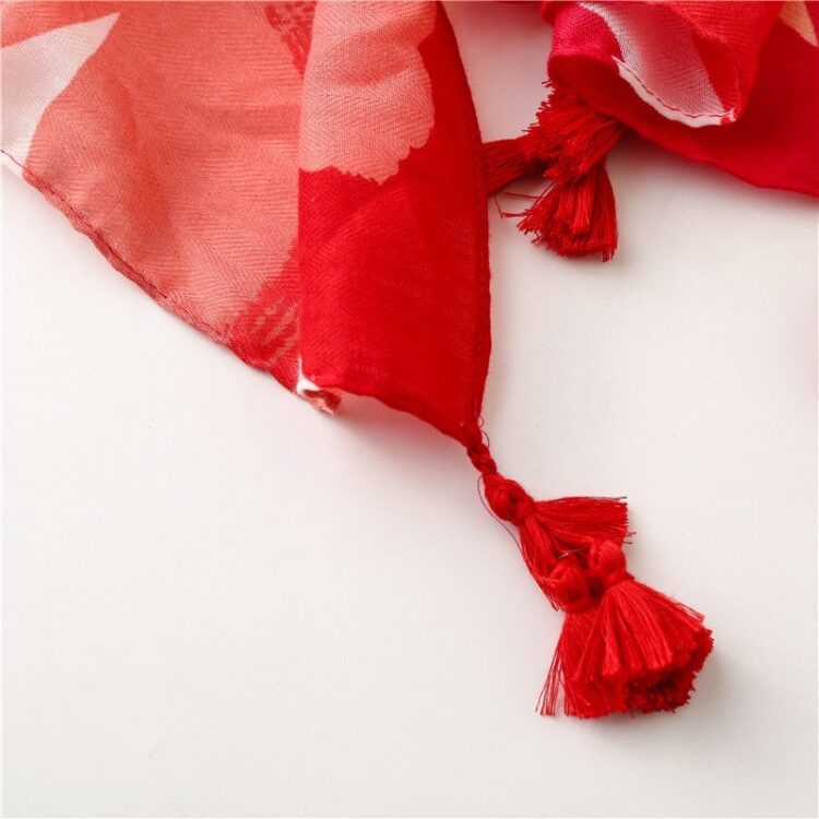 Foulard à imprimé Floral rouge pour femme foulard a imprime floral rouge pour femme 6