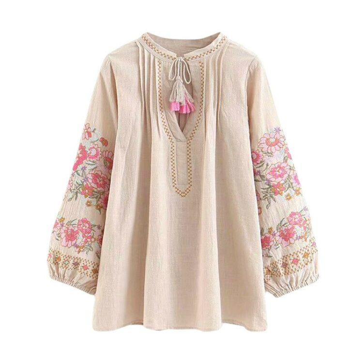 Blouse fleurie en lin et coton style boho chic blouse fleurie en lin et coton style boho chic 3
