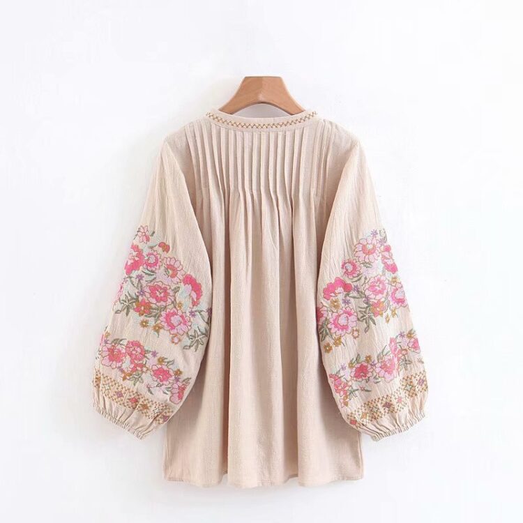 Blouse fleurie en lin et coton style boho chic blouse fleurie en lin et coton style boho chic 4