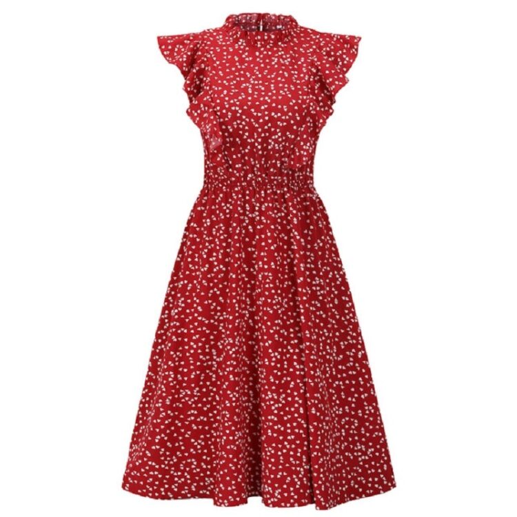 Robe d'été à imprimé Floral pour femme rouge robe d ete a imprime floral pour femme rouge 4